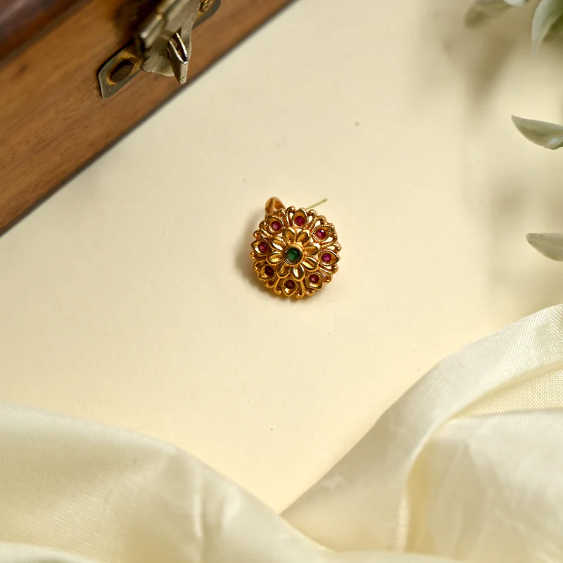 Antique Gold Premium Kemp Floral Nath